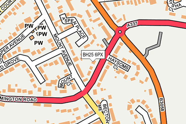BH25 6PX map - OS OpenMap – Local (Ordnance Survey)