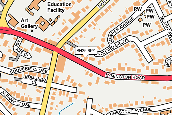 BH25 6PY map - OS OpenMap – Local (Ordnance Survey)
