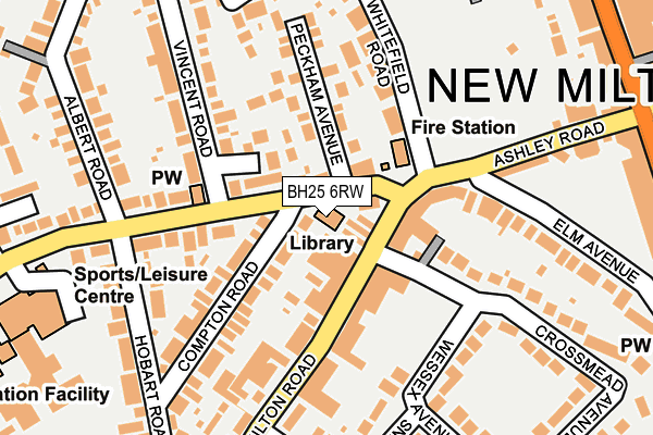 BH25 6RW map - OS OpenMap – Local (Ordnance Survey)