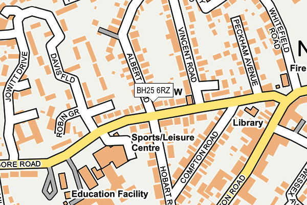 BH25 6RZ map - OS OpenMap – Local (Ordnance Survey)