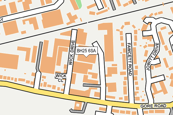 BH25 6SA map - OS OpenMap – Local (Ordnance Survey)