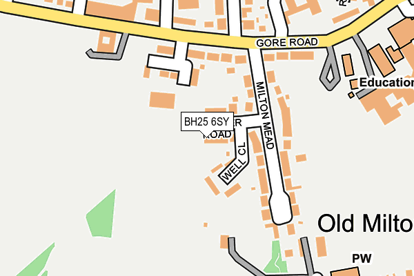 BH25 6SY map - OS OpenMap – Local (Ordnance Survey)