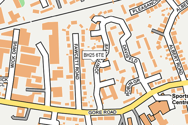 BH25 6TE map - OS OpenMap – Local (Ordnance Survey)