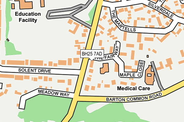 BH25 7AD map - OS OpenMap – Local (Ordnance Survey)