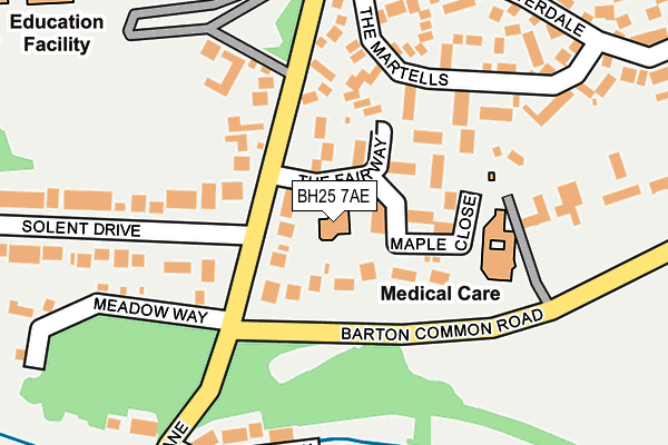 BH25 7AE map - OS OpenMap – Local (Ordnance Survey)