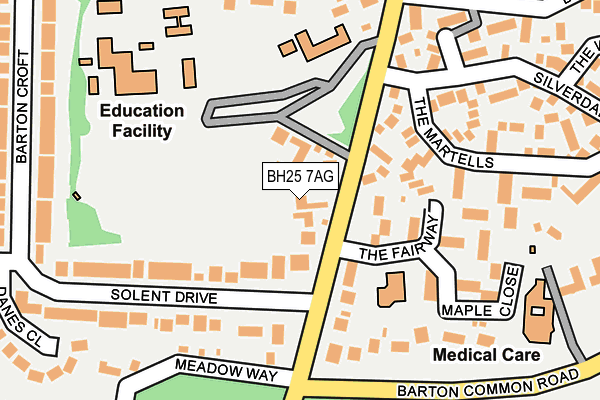 BH25 7AG map - OS OpenMap – Local (Ordnance Survey)