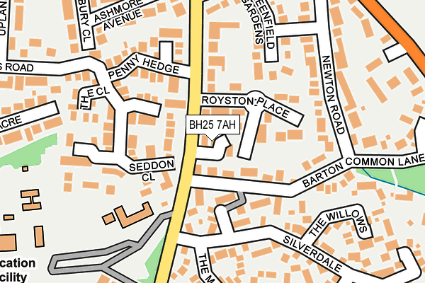 BH25 7AH map - OS OpenMap – Local (Ordnance Survey)