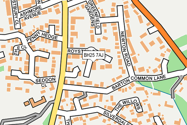 BH25 7AJ map - OS OpenMap – Local (Ordnance Survey)
