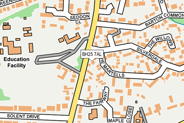 BH25 7AL map - OS OpenMap – Local (Ordnance Survey)