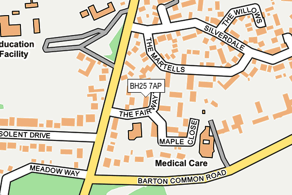 BH25 7AP map - OS OpenMap – Local (Ordnance Survey)