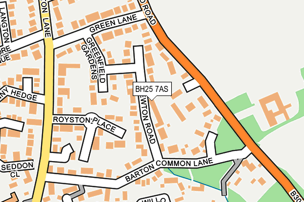 BH25 7AS map - OS OpenMap – Local (Ordnance Survey)