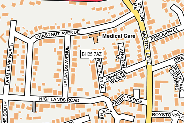 BH25 7AZ map - OS OpenMap – Local (Ordnance Survey)