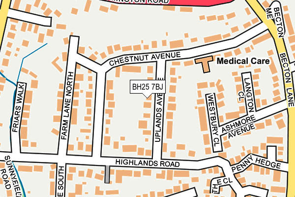 BH25 7BJ map - OS OpenMap – Local (Ordnance Survey)