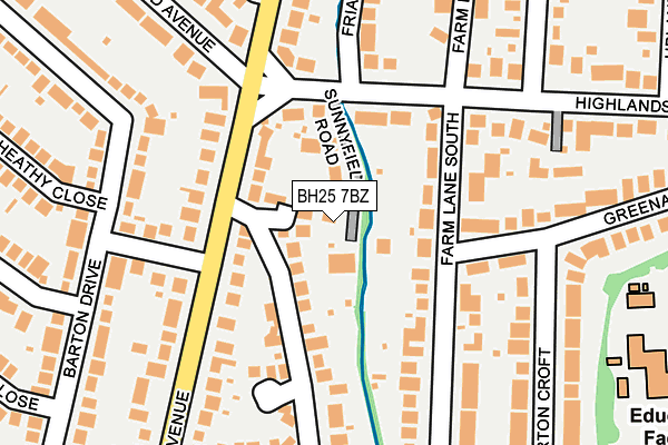 BH25 7BZ map - OS OpenMap – Local (Ordnance Survey)