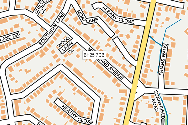 BH25 7DB map - OS OpenMap – Local (Ordnance Survey)