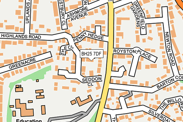BH25 7DF map - OS OpenMap – Local (Ordnance Survey)