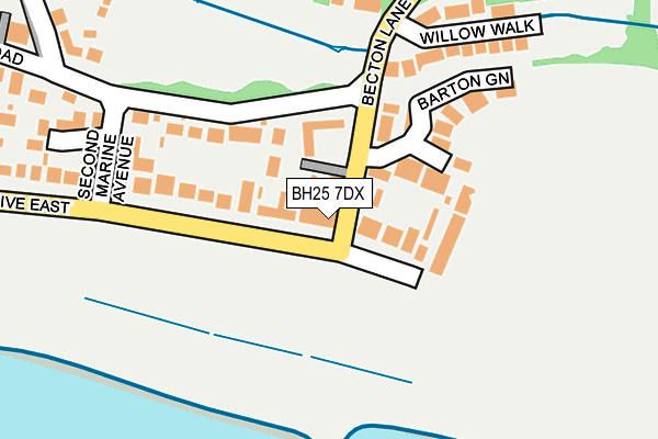 BH25 7DX map - OS OpenMap – Local (Ordnance Survey)