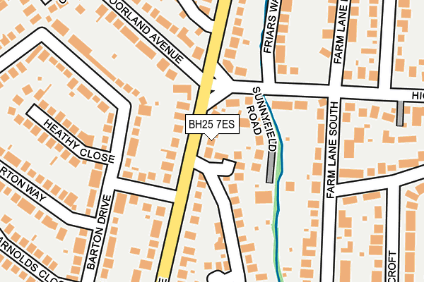 BH25 7ES map - OS OpenMap – Local (Ordnance Survey)