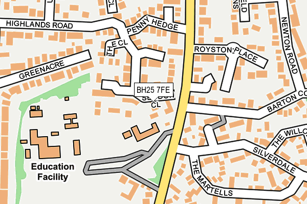 BH25 7FE map - OS OpenMap – Local (Ordnance Survey)