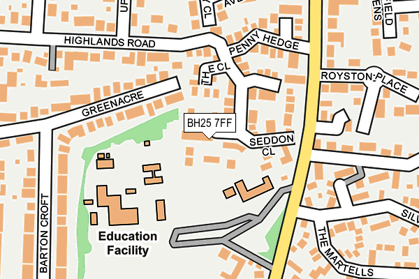 BH25 7FF map - OS OpenMap – Local (Ordnance Survey)