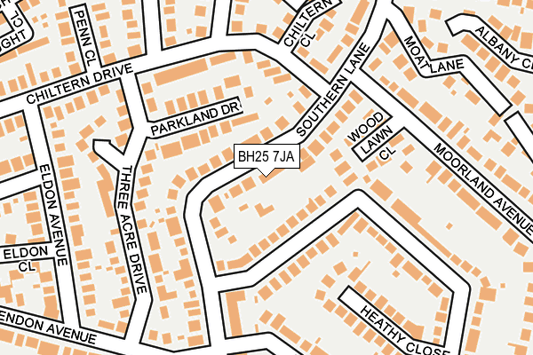 BH25 7JA map - OS OpenMap – Local (Ordnance Survey)