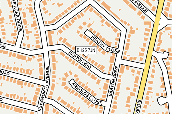 BH25 7JN map - OS OpenMap – Local (Ordnance Survey)