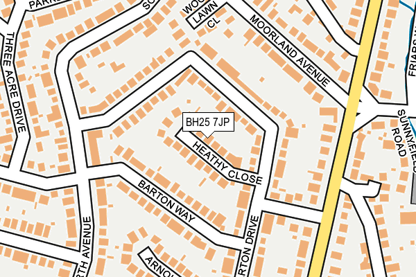 BH25 7JP map - OS OpenMap – Local (Ordnance Survey)