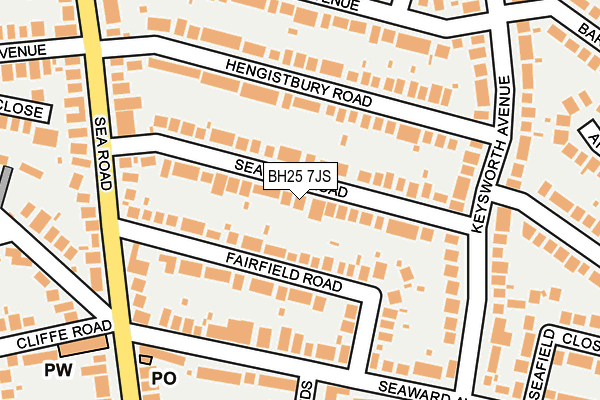 BH25 7JS map - OS OpenMap – Local (Ordnance Survey)