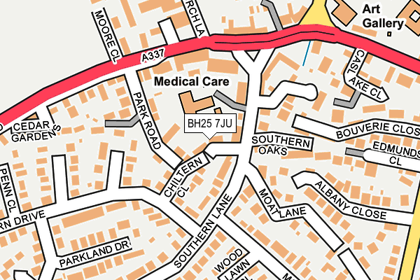 BH25 7JU map - OS OpenMap – Local (Ordnance Survey)