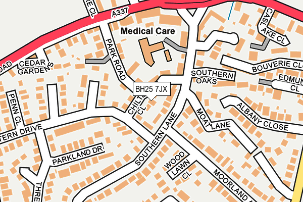 BH25 7JX map - OS OpenMap – Local (Ordnance Survey)