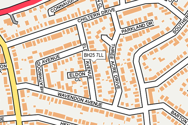 BH25 7LL map - OS OpenMap – Local (Ordnance Survey)