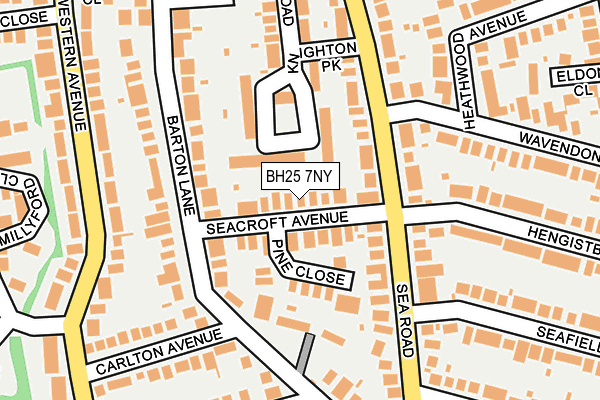 BH25 7NY map - OS OpenMap – Local (Ordnance Survey)