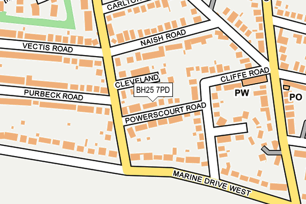 BH25 7PD map - OS OpenMap – Local (Ordnance Survey)