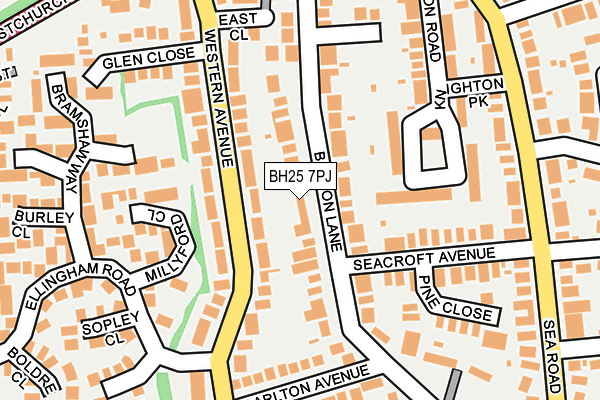 BH25 7PJ map - OS OpenMap – Local (Ordnance Survey)