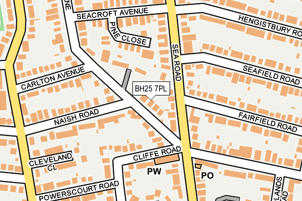 BH25 7PL map - OS OpenMap – Local (Ordnance Survey)