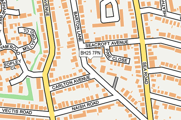 BH25 7PN map - OS OpenMap – Local (Ordnance Survey)