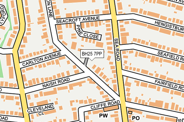 BH25 7PP map - OS OpenMap – Local (Ordnance Survey)