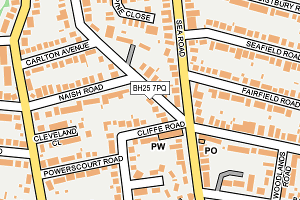 BH25 7PQ map - OS OpenMap – Local (Ordnance Survey)
