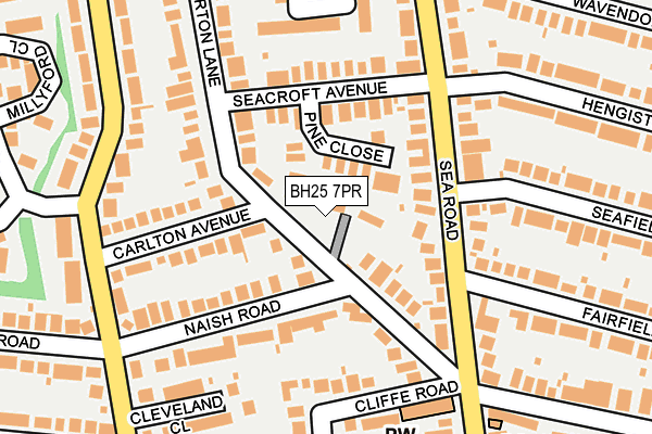 BH25 7PR map - OS OpenMap – Local (Ordnance Survey)