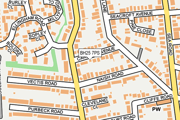 BH25 7PS map - OS OpenMap – Local (Ordnance Survey)