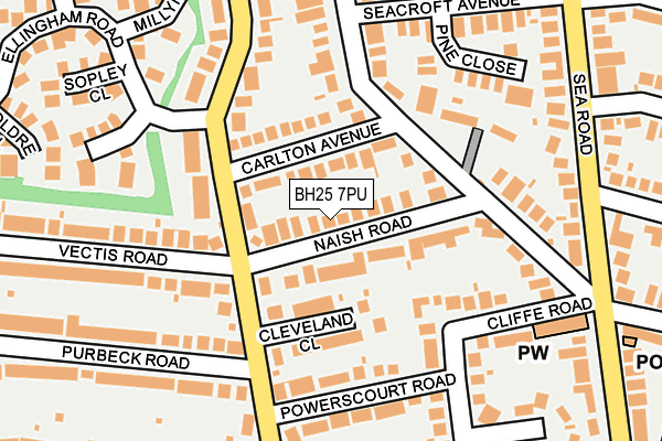 BH25 7PU map - OS OpenMap – Local (Ordnance Survey)