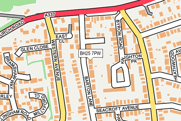BH25 7PW map - OS OpenMap – Local (Ordnance Survey)