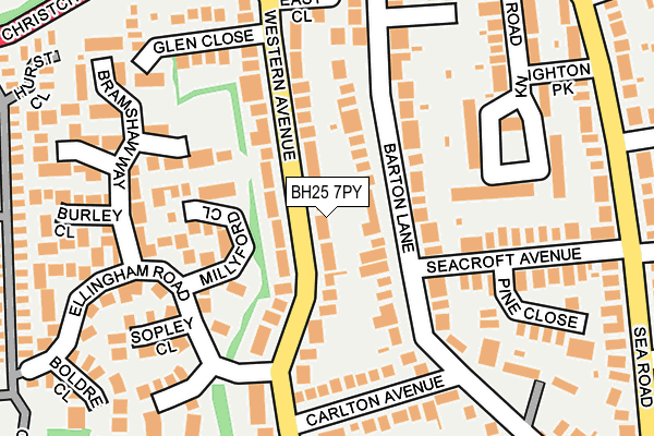 BH25 7PY map - OS OpenMap – Local (Ordnance Survey)
