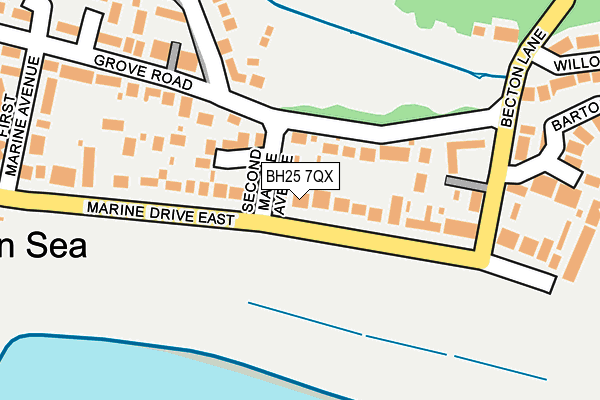 BH25 7QX map - OS OpenMap – Local (Ordnance Survey)