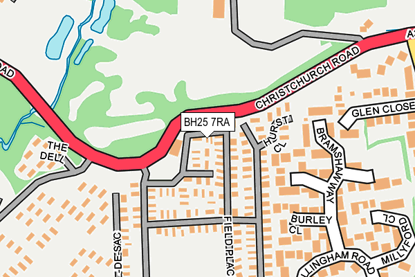 BH25 7RA map - OS OpenMap – Local (Ordnance Survey)