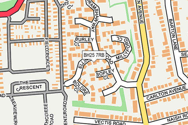 BH25 7RB map - OS OpenMap – Local (Ordnance Survey)