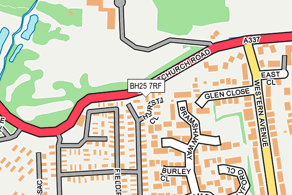 BH25 7RF map - OS OpenMap – Local (Ordnance Survey)