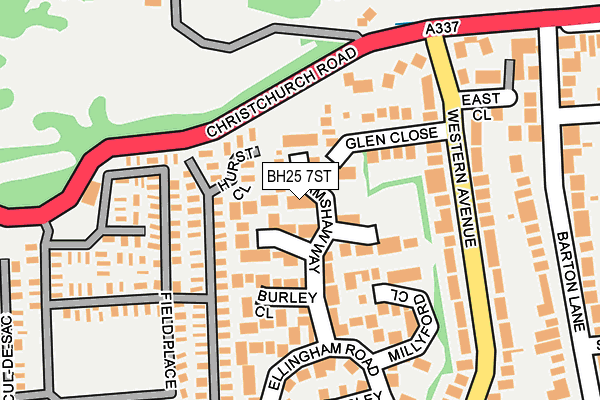 BH25 7ST map - OS OpenMap – Local (Ordnance Survey)