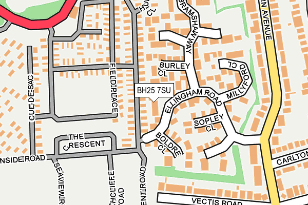 BH25 7SU map - OS OpenMap – Local (Ordnance Survey)
