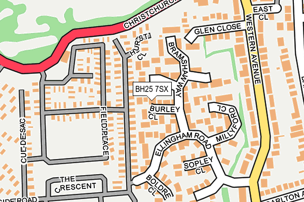 BH25 7SX map - OS OpenMap – Local (Ordnance Survey)